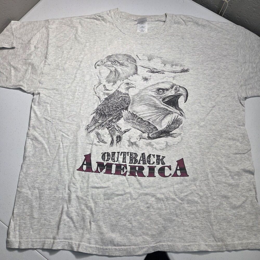 Vintage Outback America Bald Eagle T-Shirt Mens XXL Gray Wildlife Graphic Tee